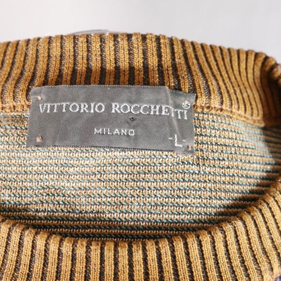 Vintage Vittorio Rocchetti 90s Sweater L Men's Brown Graphic 100% Cotton - Picture 14 of 16
